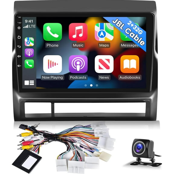 THONZER Android Car Stereo with JBL Harness for Toyota Tacoma 2005-2013, 9 inch Touchscreen Radio with Carplay & Android Auto/Hi-Fi   Backup Camera   Mic