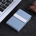 thumbnail image 3 of Fashionable Cigarette Case PU Leather Business Card Storage Box Case Holder Organizer GiftsWeave Pattern Blue, 3 of 7