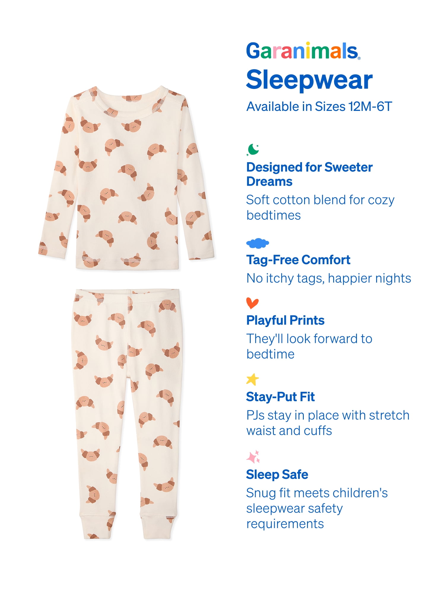 Garanimals Baby & Toddler Pajama Sets, 2-Piece & 6-Piece, Sizes 12M–6T