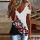 thumbnail image 3 of Camiseta de gran tamaño con estampado Floral para mujer, blusa Sexy de encaje de manga corta con hombros descubiertos y cuello en V, ropa holgada informal para mujer 2022, 3 of 5