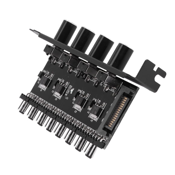 2X Pc 8 Channels Fan Hub 4 Knob Cooling Fan Speed For Cpu Case Hdd Vga Pwm Fan Pci Bracket Power By 12V Fan Control