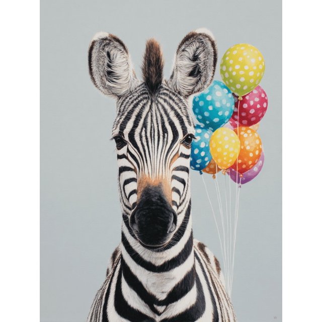 Qisvanset Zebra Red Balloon Canvas Print 12x16 Inch Kids Room Decor