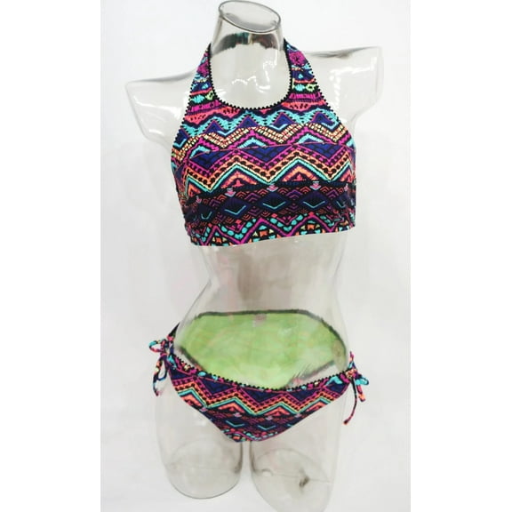 SO Tribal Print High Neck 2-Piece Bikini Set Swimwear Juniors' Women's Small