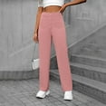 thumbnail image 2 of XFLWAM Womens Casual Straight Leg Pants Stretchy Business Work Slacks Elastic High Waisted Button Trousers with Multiple Pockets Pink XL, 2 of 7