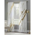 thumbnail image 4 of White Gold Modern Sheer Curtains 96 Inch Length 2 Panels Set, Abstract Vintage Marble Geometric Voile Window Treatment Semi Sheer Long Curtains Drapes for Bedroom/Living Room/Kitchen 52"x96"x2, 4 of 7