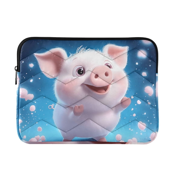 JIALIOU Laptop Sleeve Case with Zipper 13-13.3/15-16 Inch Compatible with MacBook HP Lenovo Dell ASUS Acer, Lovely Pig and Petals