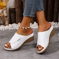 thumbnail image 4 of Rokment Womens Orthopedic High Heels Dressy Sandals Comfortable Arch Support Wedge Heeled Slip on Fashion Casual Leather Open Toe Platform Wedge Walking Dress Slides Summer Shoes White Size 6, 4 of 6