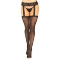 thumbnail image 4 of Women's Sheer Back Seam Garter Belt Stocking, Black, One Size, 4 of 5
