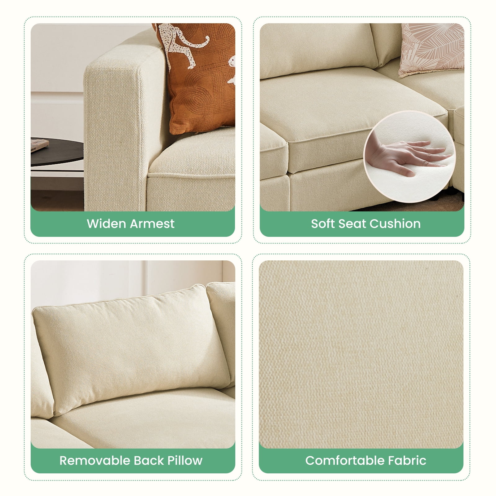 GIANNA Modular Sectional Sofa, U Shaped Couch Set for Living Room, 6 Seater Comfy Cloud Couches with Movable Ottoman