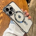 thumbnail image 2 of Luxury Wireless Charge Magsafe Phone Case For iPhone 15 14 13 12 11 Pro Max Plus Transparent Magnetic Electroplate Bumper Cover PURPLE For iPhone 11Pro, 2 of 5