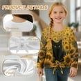 thumbnail image 6 of Xoenoiee Cat Sunflower Print Crop Top for Girls Lightweight Long Sleeve Tie Front Blouse Loose Fit Y2K Tee Sheer T-Shirt for School Sport, 7-8 Year, 6 of 7