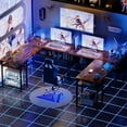 thumbnail image 6 of iSunirm Home Office L Shaped Desk with Magic Power Outlets and USB Charging Ports, 50.4"D x 42.5"W x 29"H, Storage Shelves, Reversible L Shaped Desk, Both Suitable for Students&Adults, Rusty Brown, 6 of 8