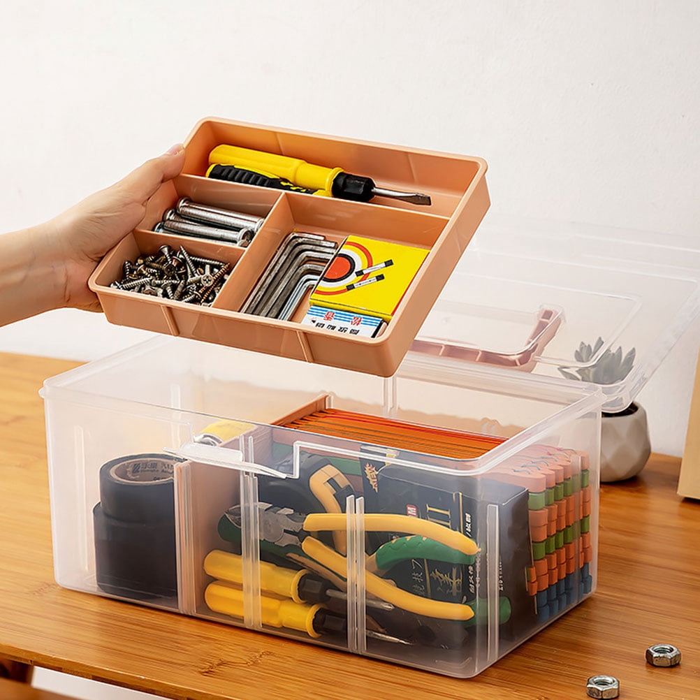 LEORX 1Pcs Small Storage Box For Craft Supplies And Art Materials Transparent Viewing Portable Handling