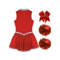 thumbnail image 5 of renvena Women's Glitter Sequins Cheerleading Uniform Cheer Leader Outfits Dance Dress Performance Red XL, 5 of 7
