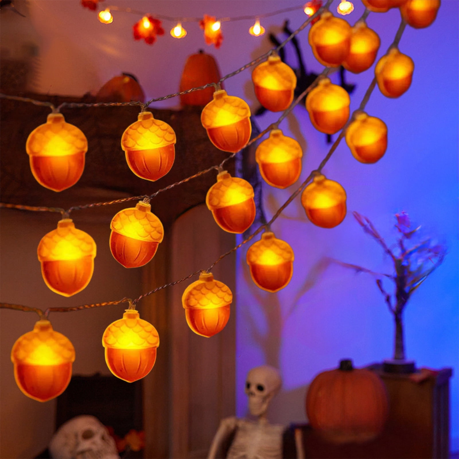 Guirlande LED Citrouille Et Feuille D’érable – Piles AAA, Ventouses Incluses – Décoration Automne Halloween Intérieur/extérieur - 5