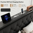 thumbnail image 4 of iPormis King Bed Frame with 2 Drawers, Metal Platform Bed with Charging Station and Linen Fabric Storage Headboard Strong Metal Slats,Black, 4 of 8