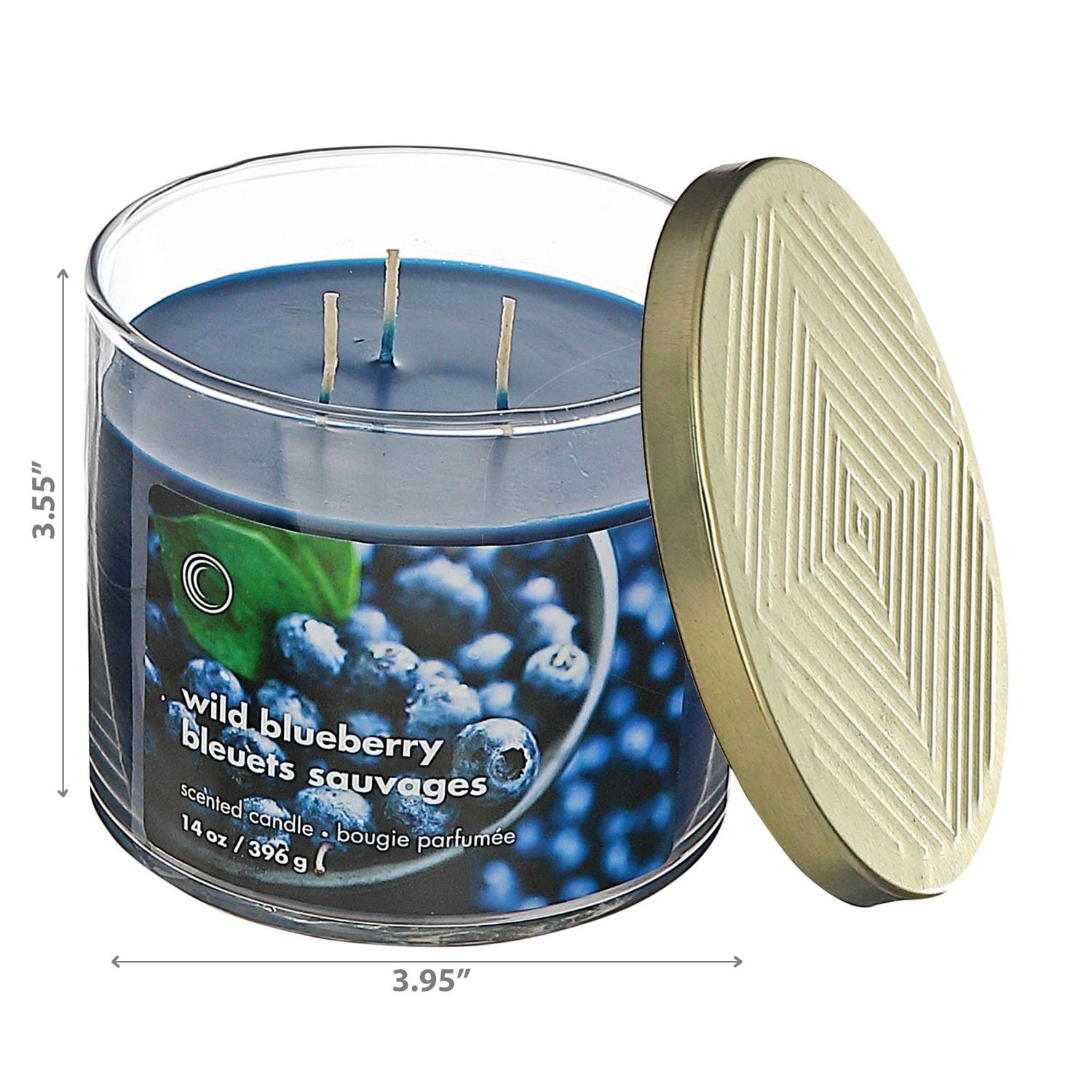 IH Casa Decor 14 Oz 3 Wick Jar Candle With Lid Wild Blueberry - Set of 2