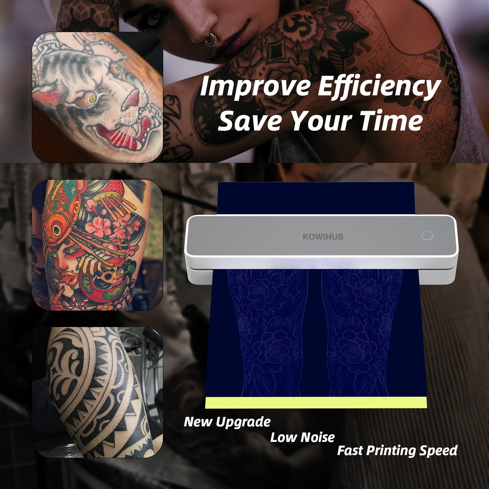 K200 Wireless Thermal Tattoo Printer Tattoo Transfer Printer Mini Portable Thermal Tattoo Stencil Printer with 10pcs Tattoo Transfer Paper 10pcs A4 Paper