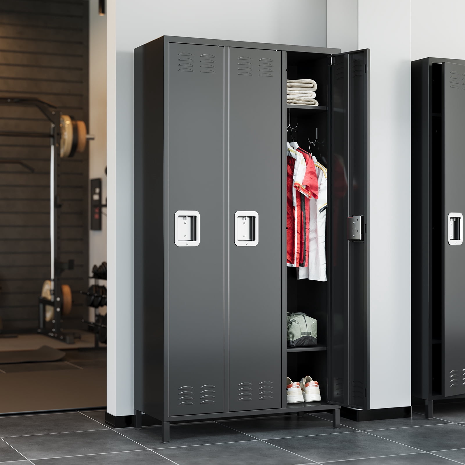 MIOCASA Metal Locker Storage Cabinet – Single Door With Lock & 3 Shelves, White, 15.74"W X 13.78"D X 34.56"H – Ideal For Bedroom, School, Or Kindergarten