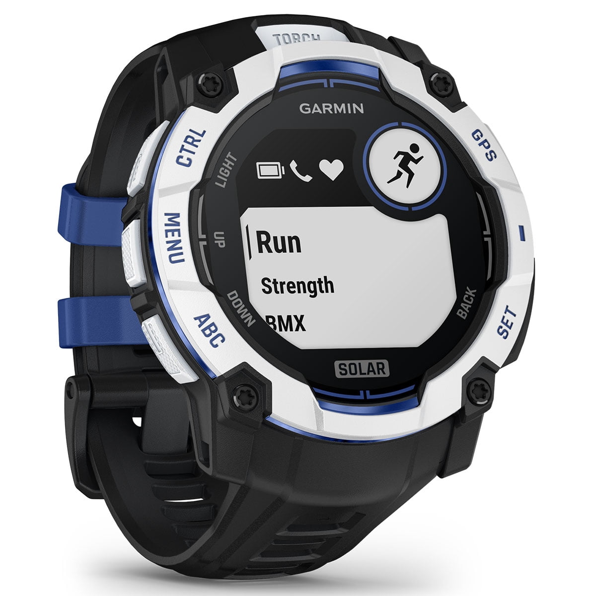 Garmin Instinct 3 Solar (Whitestone/Bolt Blue, 50mm) Rugged Outdoor GPS Smartwatch Bundle with PlayBetter Portable Charger & HD Screen Protectors