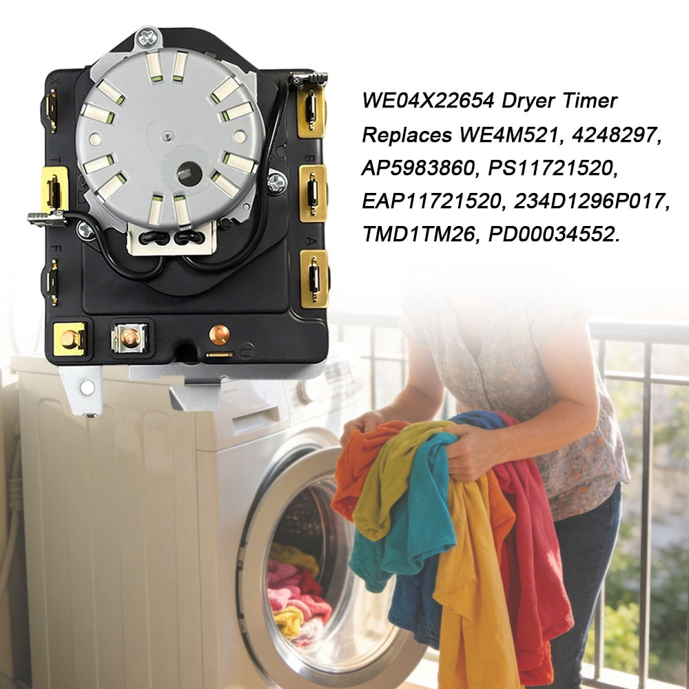TOP-MAX WE04X22654 Dryer Timer, Fit for GE and Kenmore Dryer, Replace WE4M521, 4248297, AP5983860, PS11721520, EAP11721520, 234D1296P017, TMD1TM26, PD00034552