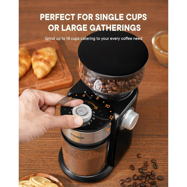 Burr Coffee Grinder Electric with 16 Precise Grind Settings, Black