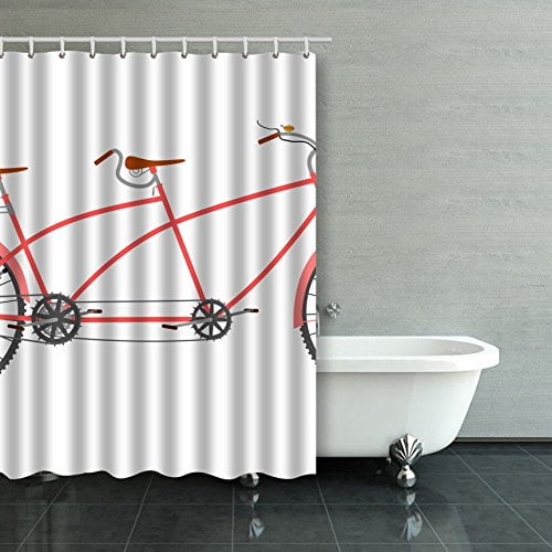 RYLABLUE Side View Of A Tandem In A Retro Style Shower Curtain Bathroom Curtain 48x72 inches