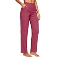 thumbnail image 2 of Dagugfen Golf Pants for Women Straight Leg Full Length Elastic High Waisted Sports Casual Pants with Pockets(XXL,Pink), 2 of 8