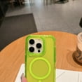 thumbnail image 2 of for iPhone 15 Case Clear Magnetic Compatible with Magsafe, Thin Slim Transparent Non Yellowing, Hybrid Soft Silicone Bumper & Hard Plastic Protective Cover for iPhone 15, Green, 2 of 10