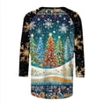 thumbnail image 5 of Fashion Fall Saving LiMoi Women's 3/4 Sleeve Round Neck T-Shirt for Festive Times featuring a Lovely Tree Design Tees Tshirts Tops Blouse My Items, 5 of 5