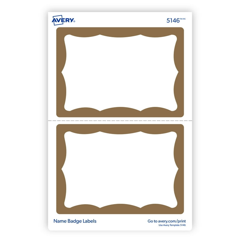 Avery Name Tags, Print or Write, Gold Border, 100 Adhesive Tags Per Pack, 4  Packs, 400 Total (05146) - Walmart.com