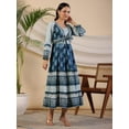 thumbnail image 5 of Juniper The Madhubala Rayon Blue Ethnic Motif Printed Maxi Dress, 5 of 5