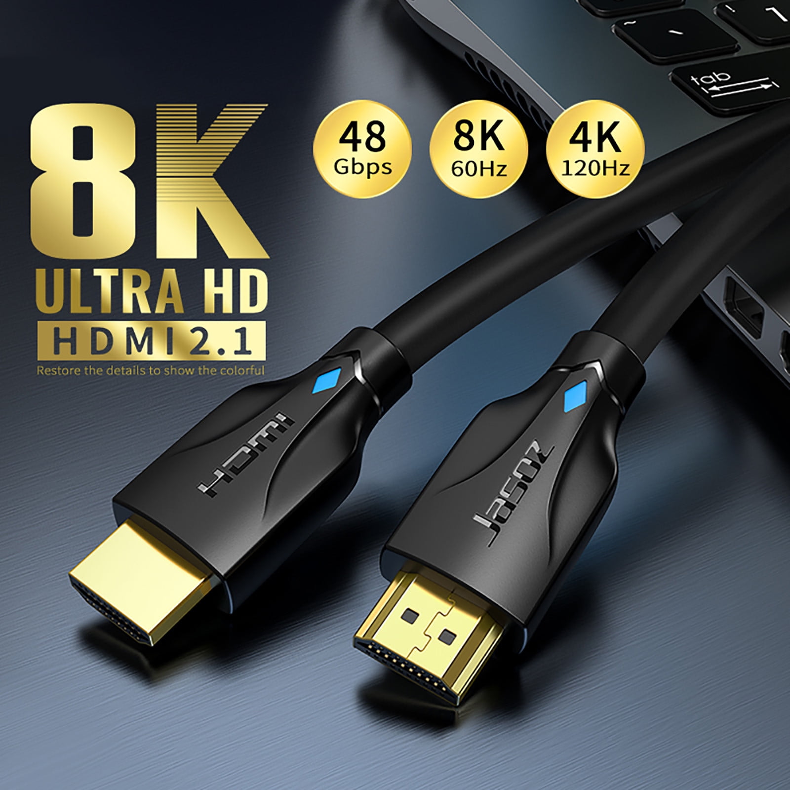High-Speed HDMI (48 Gbps, 8K/60Hz，4K/120Hz，2K/144Hz) - 9.84 Feet ,HD Cable Version Computer TV Projector Video Cable -