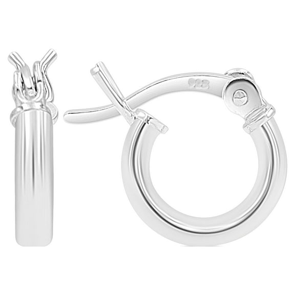 Kezef 925 Sterling Silver Hoop Earrings | 2mm High Polished Silver Hoops for Women, Men | Lightweight Earring 10mm Diameter