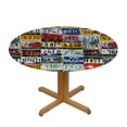 thumbnail image 3 of Orinice License Plates Round Table Cover Stain Resistant Washable Indoor Outdoor Tablecloth Kitchen Dining Wedding Parties Elastic Edge 100% Polyester Fiber 42-46, 3 of 8