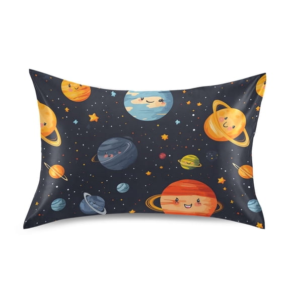 Cute Planet Pillowcase Standard Size Luxury Silky Soft Wrinkle Resistant Envelope Closure 20x26in