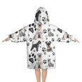 thumbnail image 2 of Schnauzer Dog and Footprints Blanket Hoodies for Kids 6-13YR Oversize Wearable Blanket Hoodies for Boys Girls Teens, 2 of 7