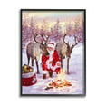 thumbnail image 2 of Stupell Industries Santa & Reindeer Bonfire Scene Holiday Painting Gray Framed Art Print Wall Art, 2 of 5