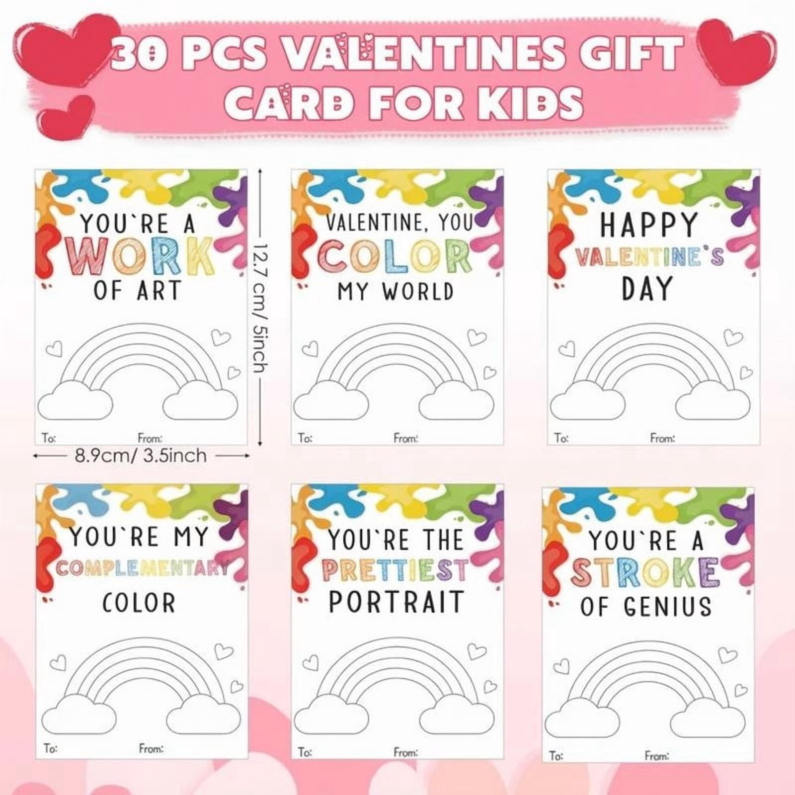Paint-Your-Own Valentine's Day Cards Kit, 24 Cards with Mini Watercolor Set for Kids, Classroom Craft Activity and Creative Gift