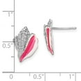 thumbnail image 2 of 925 Sterling Silver Rhodium Plated Enameled Conch Shell Post Earrings 15.5x11mm Wide Stud Earring for Women, 2 of 2