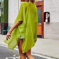 thumbnail image 4 of JIAYUE Womens Swimsuit Cover-Ups Boho Cardigan Batwing Short Sleeve Bathing Suit Cover Ups Solid Color Knee Length Sheer Loose Casual Beach Resort Wear For Women, 4 of 5