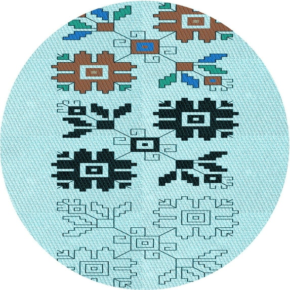 Ahgly Company Machine Washable Indoor Round Transitional Seafoam Green Area Rugs, 5' Round