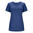 thumbnail image 4 of Rhuody Summer Tops For Womens Solid Color Striped And Lace Patchwork Short Sleeved Square Neck T Shirt Leisure Wear Blue M, 4 of 4