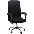 thumbnail image 1 of Fundas elásticas para sillas de oficina sin funda para reposabrazos, patrón jacquard, respaldo alto, funda para silla de computadora, extraíble para silla giratoria universal, negro M, 1 of 5