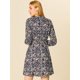 thumbnail image 5 of Vestido Acampanado Allegra K Leopardo Plisado Mujer Azul Marino L, 5 of 6