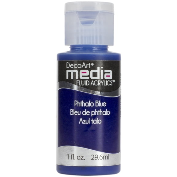DecoArt Media Fluid Acrylic Paint, 1 oz., Pthalo Blue (Series 3)