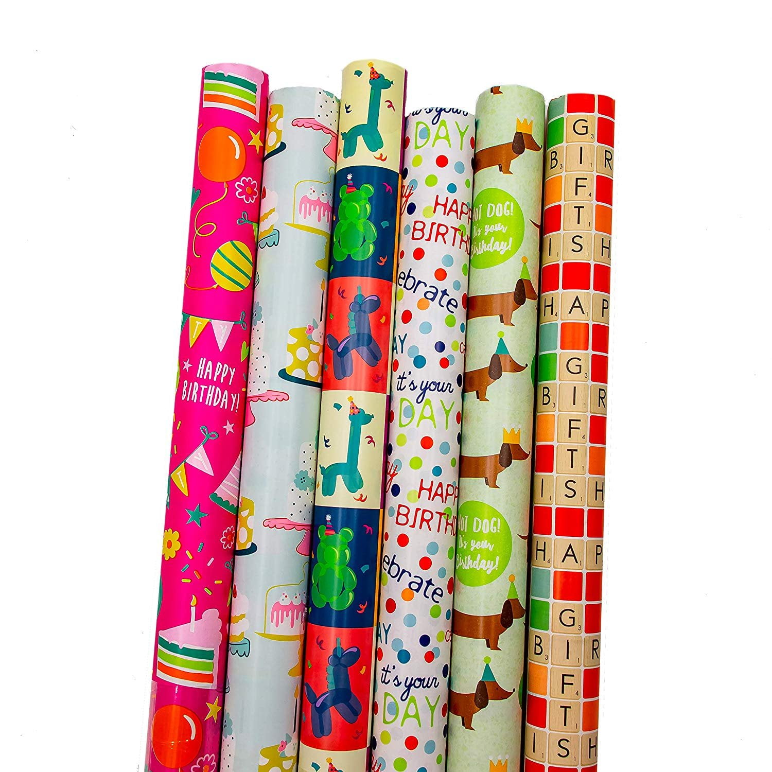 BOLIANNE Birthday Wrapping Paper for Women Men with Cut Lines - Birthday  Gift Wrap with Happy Birthday Lettering for Boys Girls Kids - 3 Large  Sheets