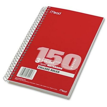 Mead 3-subject Wirebound College Ruled Notebook - 150 Sheet - College Ruled - 6" X 9.50" - 1 Each - White Paper (MEA06900)