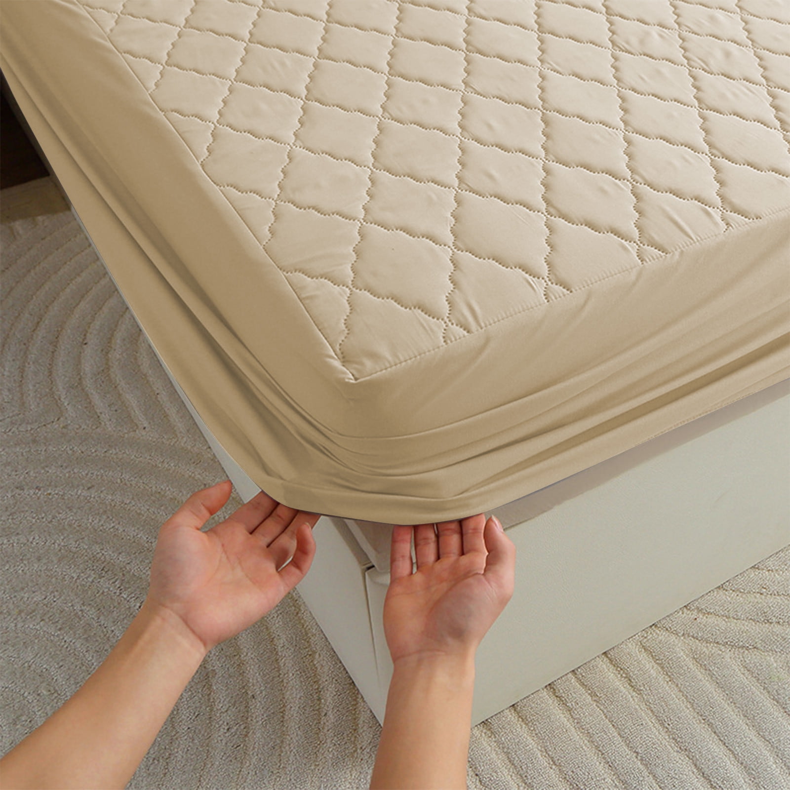 FYHALE Protective Cover Toddler Mattress, Pocket Fitted Sheet, Winter Warm-Breathable, Non-Slip for Skin Care Bed Sheet, Cotton Quilted Fitted S