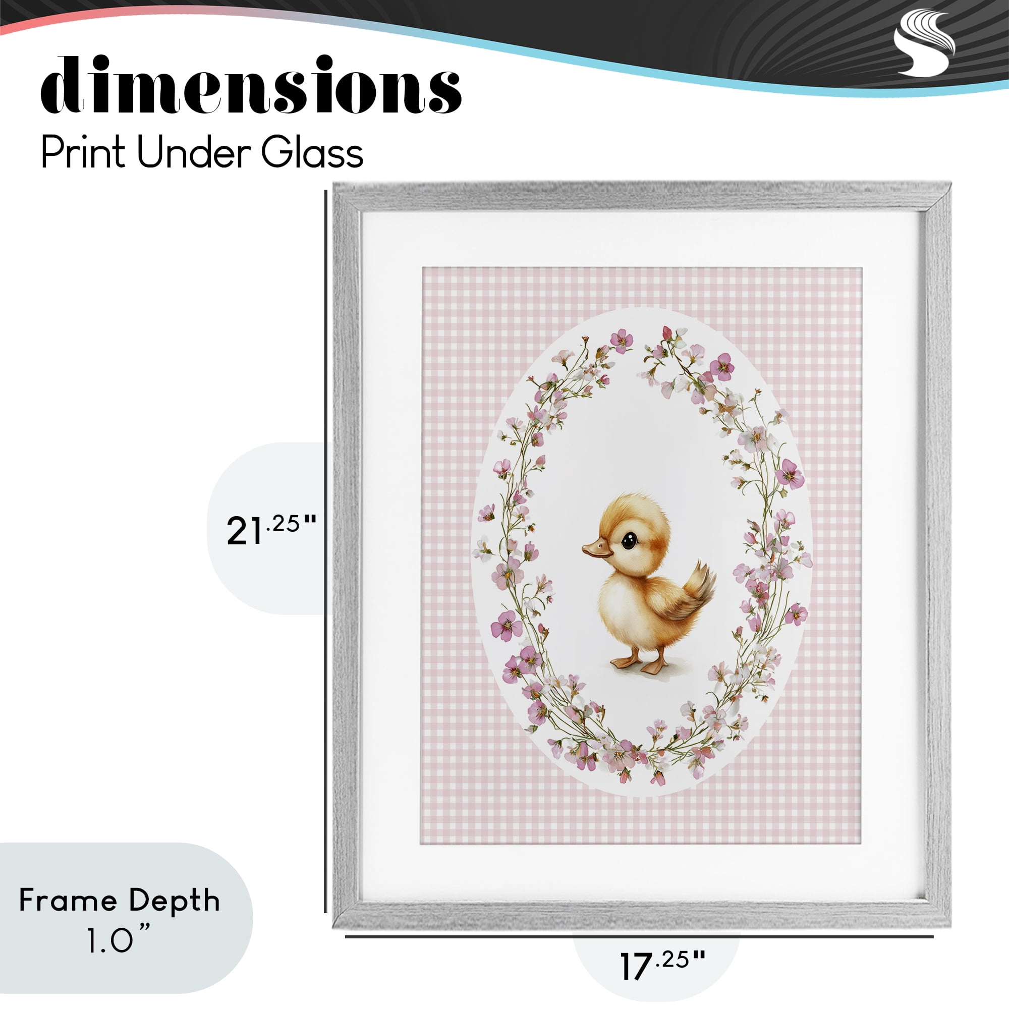 Stupell Industries Spring Gingham Duckling Gray Framed Print Under Glass, design by Christine Simpson Art